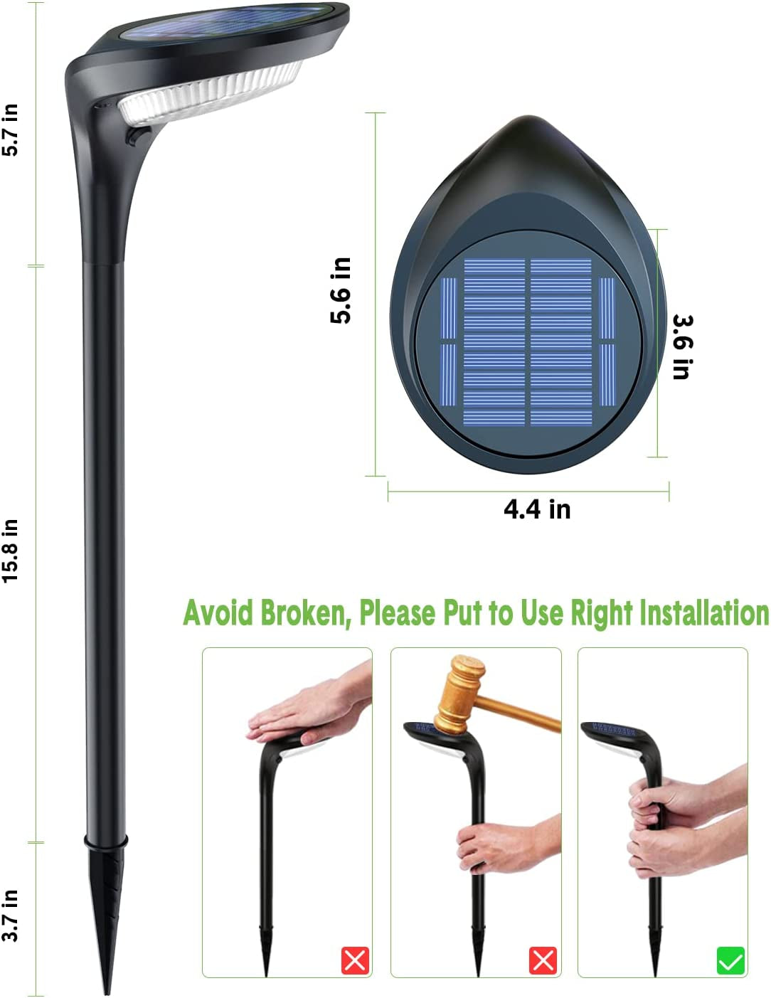 Solar Pathway Lights Outdoor 4 Pack - 150 LM High Bright Solar Lights Outdoor Waterproof IP65, Warm/Cool 2 Color Modes, Landscape Path Light for Walkway Driveway Garden Yard Patio